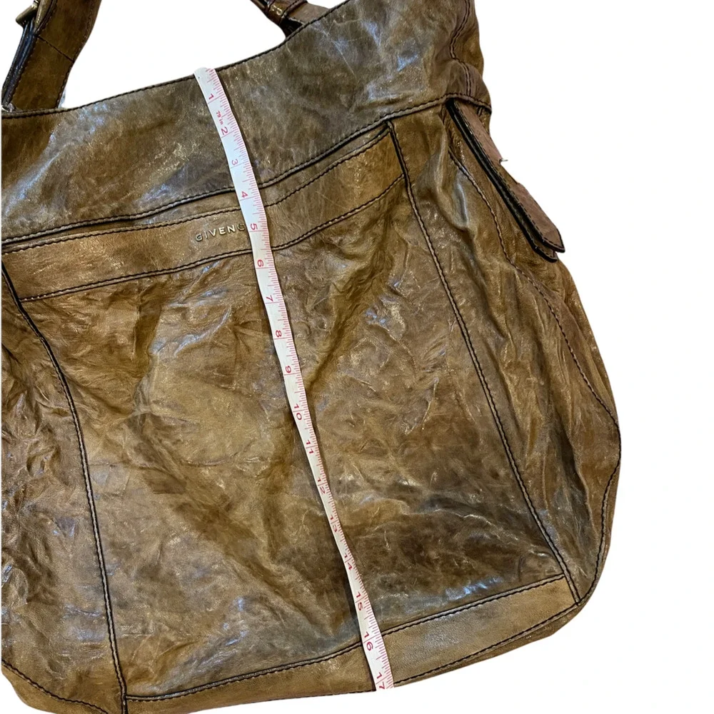 Givenchy Brown Crinkle Shopper Hobo Leather Tote - Picture 6 of 11